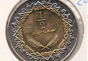 Líbia-1/2 Dinar 1372 (2002) - soberba bimetálica