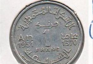 Marrocos - 1 Franc 1370 (1951) - bela