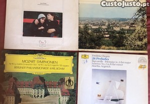 Discos de vinil antigos - 4 LP's: Vivaldi, Mahler, Mozart e Chopin