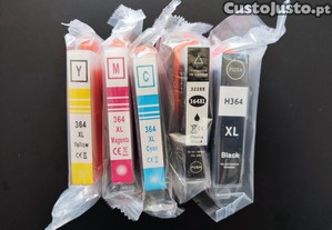 Conjunto de 5 tinteiros compatveis HP 364 XL (Novos, embalados)
