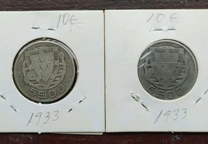 Moedas de 5$00 prata 1933