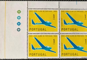 Quadra de selos novos de 1$00 - Aero Clube de Portugal - 1960