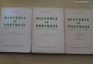 "História de Portugal" de Damião Peres - 3 volumes