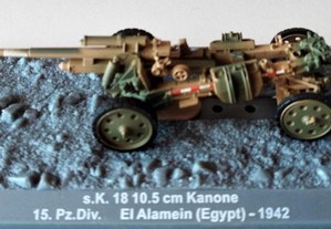 * Miniatura 1:72 Tanque/Blindado/Panzer/Carro Combate Canhão S.K. 18 10.5 cm