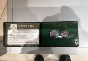 coleçao 2 moedas da batalha aljubarrota , niquel , 1985
