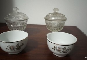 Bomboneiras e taças de porcelana
