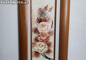 Quadro pintado com flores. Vintage