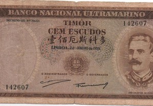 Timor - Nota de 100 Escudos de 2/1/1959