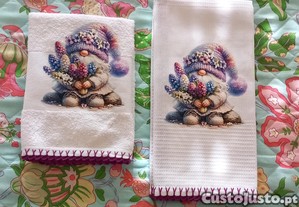 Conjunto de cozinha personalizado com biquinho de renda