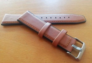 20mm Bracelete em couro e silicone (Nova) Castanha