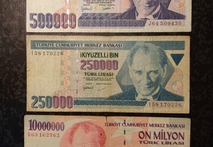 Turquia Liras antigas em notas