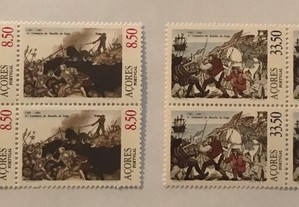 2 quadras selos 400 aniv.batalha Salga Açores 1981