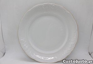 Prato Branco Moldado Porcelana Fina Inglesa Rockley marcado