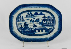 Travessa porcelana da China, decoração Cantão, Qianlong, séc. XVIII