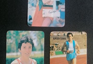 3 calendários de atletas medalhados de atletismo, Carlos Lopes, Rosa Mota e Aurora Cunha, ed. 1985