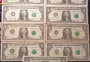 9 notas de Dolar antigas oferta de portes