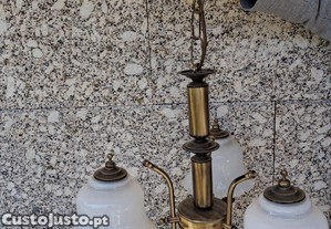 Candeeiro de teto clássico em latão 3 luzes com lâmpadas incluídas
