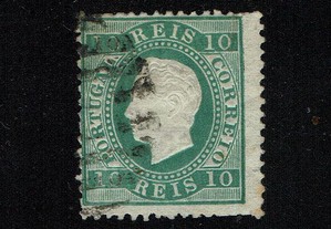 Selo Portugal 1879/80-Afinsa 49B- Verde Azul - Usado