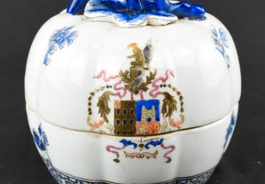 Caixa Abobora, com brasão, porcelana da China, circa 1970
