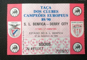 Bilhete de futebol S.L. Benfica / Derry City