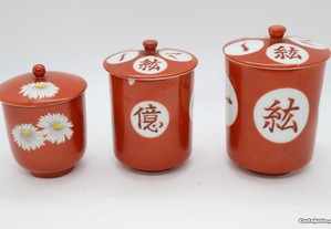 Caixas Porcelana Chinesa "Rouge-de-Fer" Caligrafia