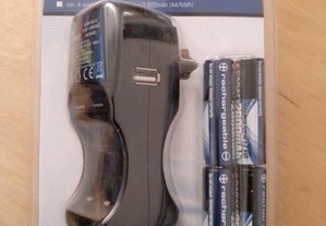 Carregador para pilhas com porta USB