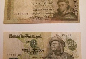 Conjunto 2 Notas 20$00 do Banco de Portugal