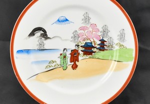Prato porcelana Decoração Oriental, Roxy China, pintado à mão