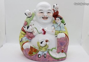 Antigo Buda Fertilidade Porcelana Chinesa Rosa 24 cm