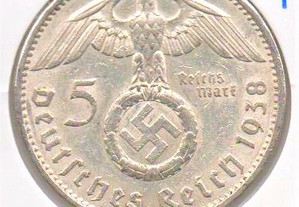 Alemanha (3º Reich) - 5 Reichsmark 1938 A - bela prata