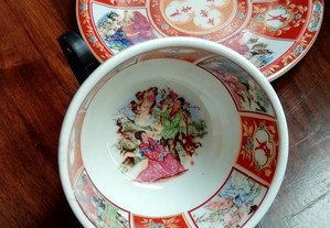 Taça e Prato em Porcelana Chinesa