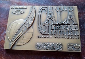 Placa Medalha Gala internacional Futebol