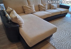 Sof� com chaise longue castanho