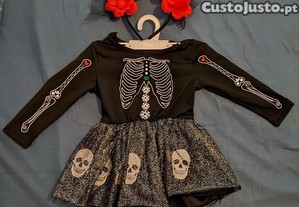 Fantasia Carnaval/Halloween menina esqueleto
