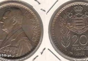 Mónaco - 20 Francs 1947 - soberba