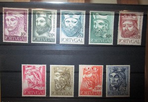 Série compl 9 selos 1955 Reis Portugal 1ª dinastia
