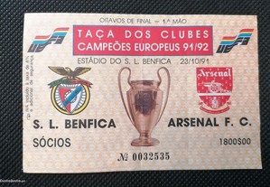 Bilhete de futebol S.L. Benfica / Arsenal F.C.