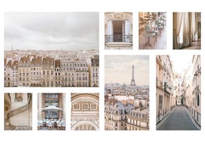COMO NOVO: Conjunto de 9 quadros, visita à cidade (Paris), 179x112