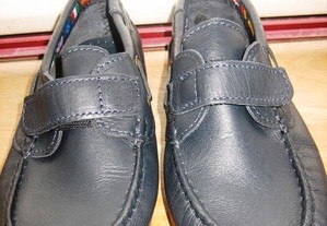 Sapatos em pele NOVOS BINK azul de velcro T.35