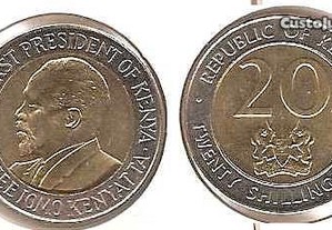 Quénia - 20 Shillings 2005 - soberba bimetálica