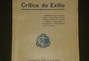 Critica do exilio, F de Figueiredo. 1 edição