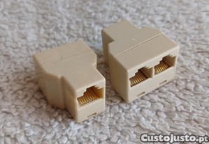 Splitter Adaptador Conector Divisor RJ45 para Cabo de Rede LAN Ethernet RJ45 (1 Fêmea / 2 Fêmeas)