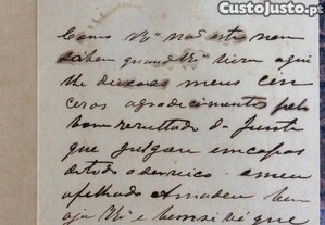 Carta Manuscrita Histórica ao Dr. António de Pádua . Assinada