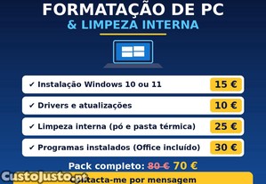 Formatação de PC, Windows download, Limpeza Interna, drivers etc precos descricao