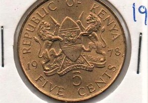 Quénia - 5 Cents 1978 - soberba