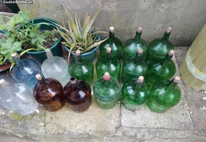 Garrafões antigos de 5 litros vidro verde castanho