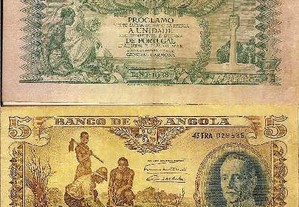 Angola - Nota 5 Angolares de 1/1/1947 - mbc+/bela