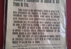 Edital Contra os Ociosos-Vila Franca de Xira-1921