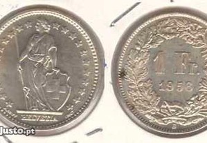 Suiça - 1 Franc 1956 - bela/soberba prata