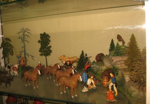 Display diorama vaqueiros e mineiros Britains e Guliver 1970s